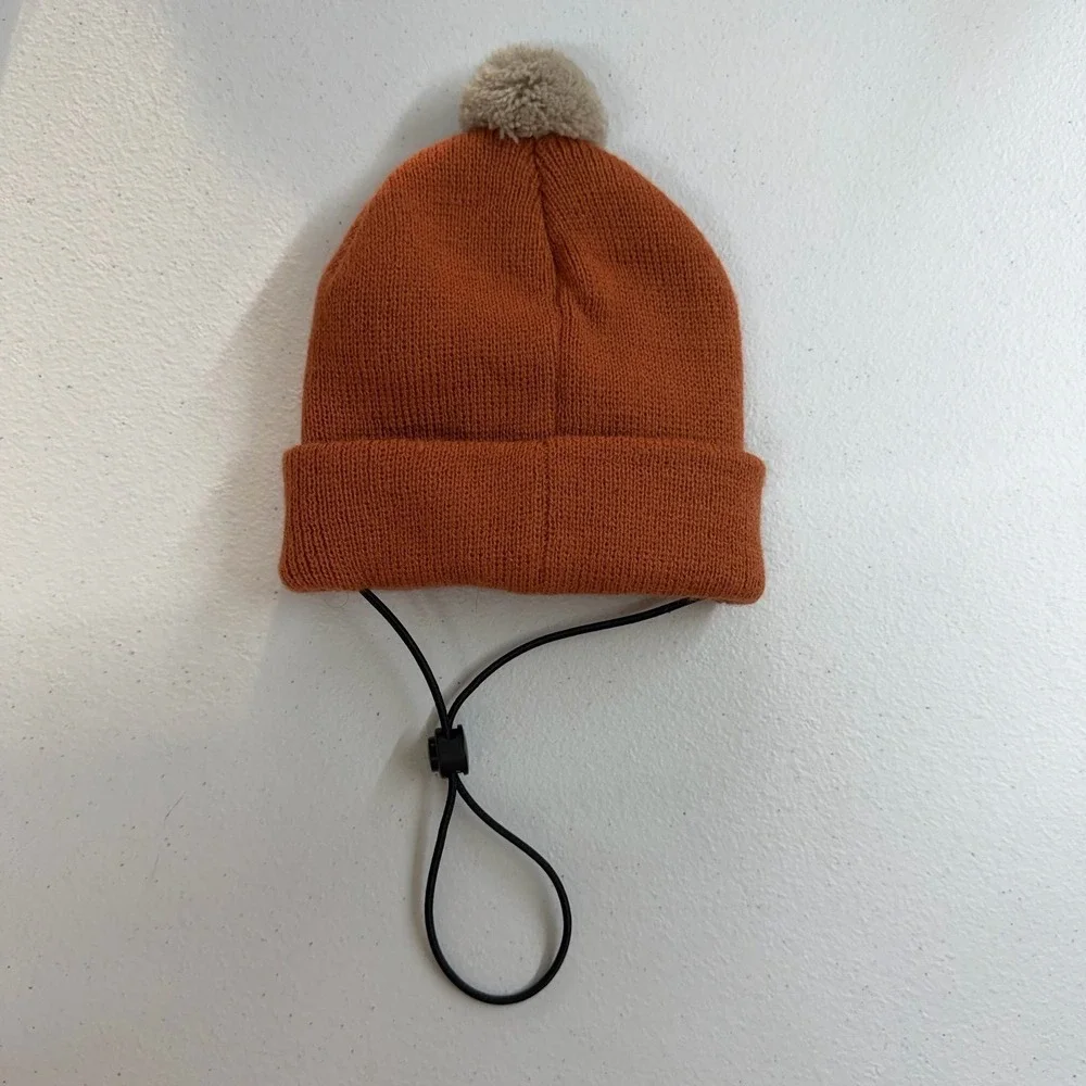Dog brown orange pompom adjustable beanie winter hat costume accessories small‎